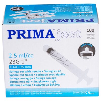 Seringi 2.5 ml cu filet si ac 23G - 100 buc